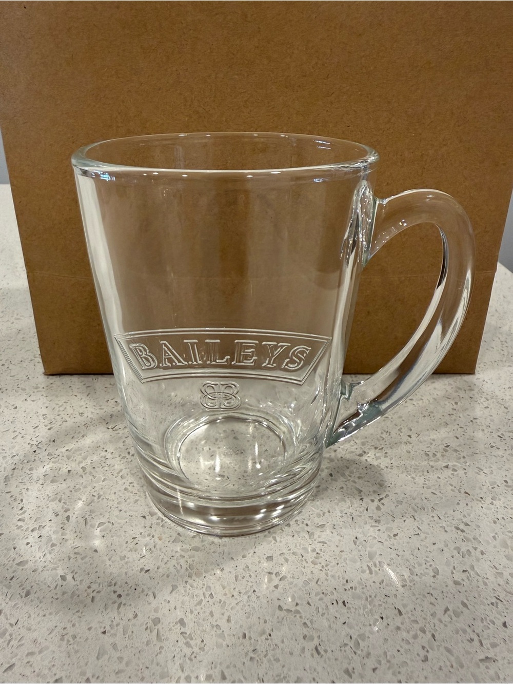 Clear Glass Mug with Embossed Logo - Clear